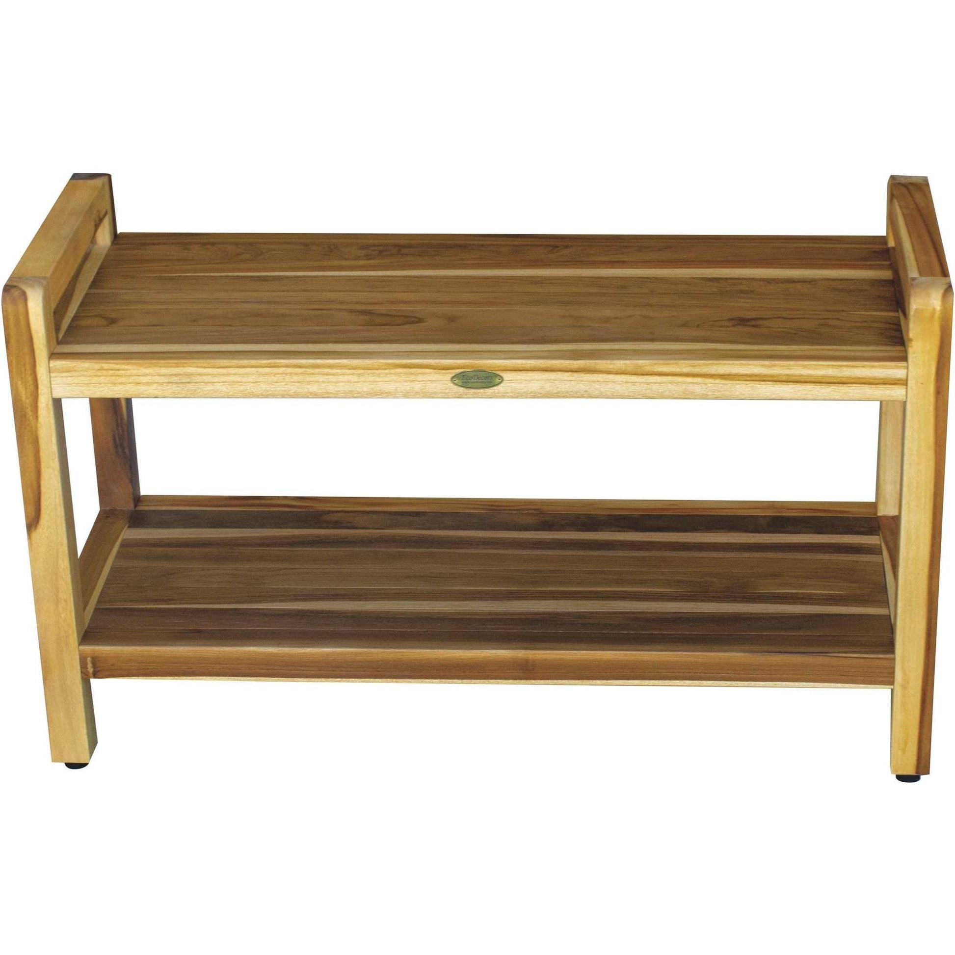 Rectangular Teak Shower Bench with Handles in Natural Finish - AFS