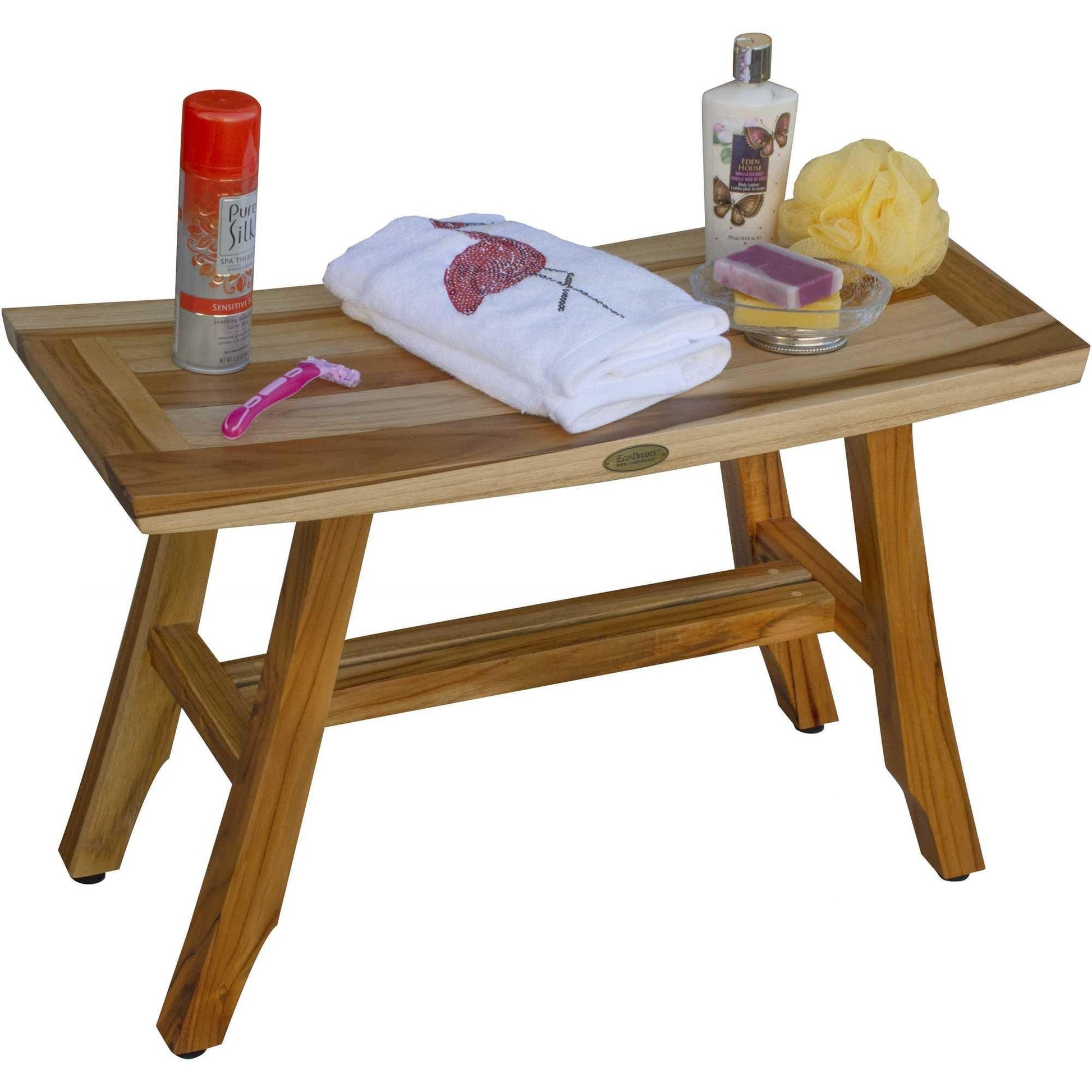 Contemporary Teak Shower Bench in Natural Finish - AFS