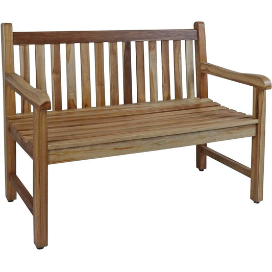 Compact Teak Outdoor Bench with Straight Design in Natural Finish - AFS