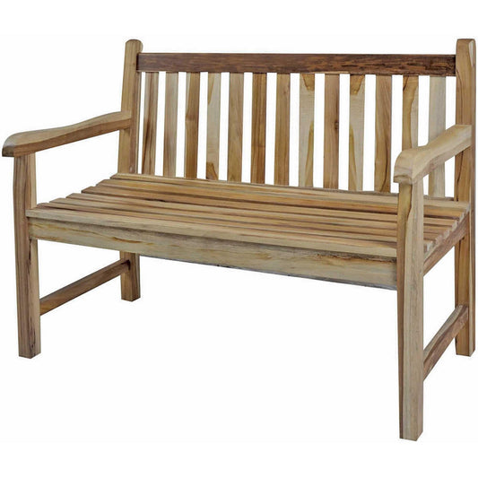 Compact Teak Outdoor Bench with Straight Design in Natural Finish - AFS