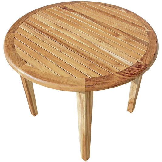 37" Round Compact Teak Dining Table in Natural Finish - AFS