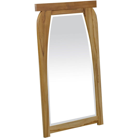 Modern Shape Teak Wall Mirror in Natural Finish - AFS