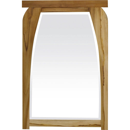 Modern Shape Teak Wall Mirror in Natural Finish - AFS