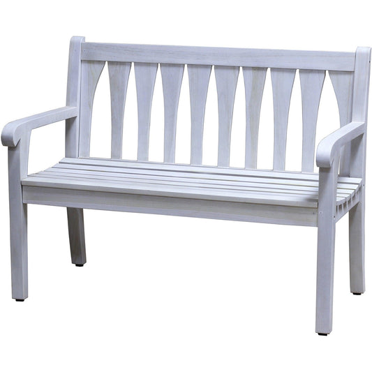 Compact Teak Outdoor Bench with Slattered Design in Driftwood Finish - AFS