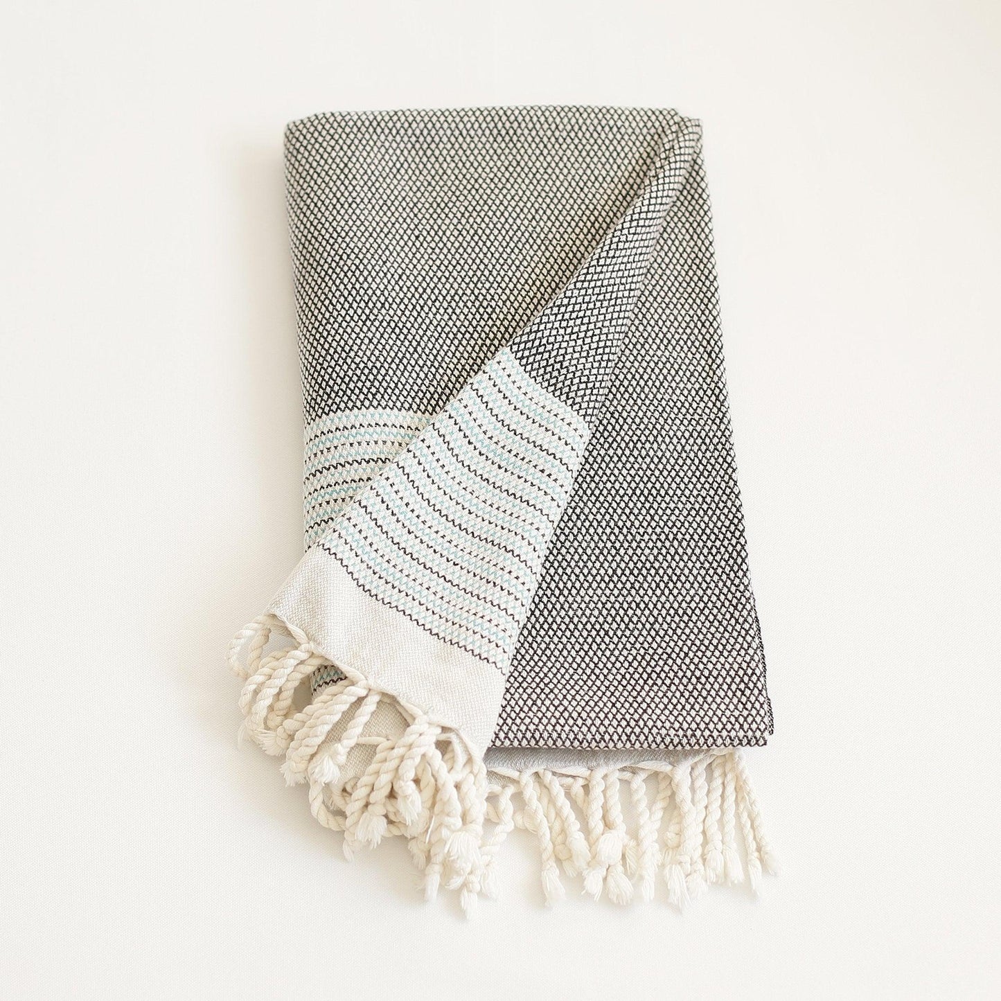 Grey and Blue Striped Turkish Towel or Throw Blanket - AFS