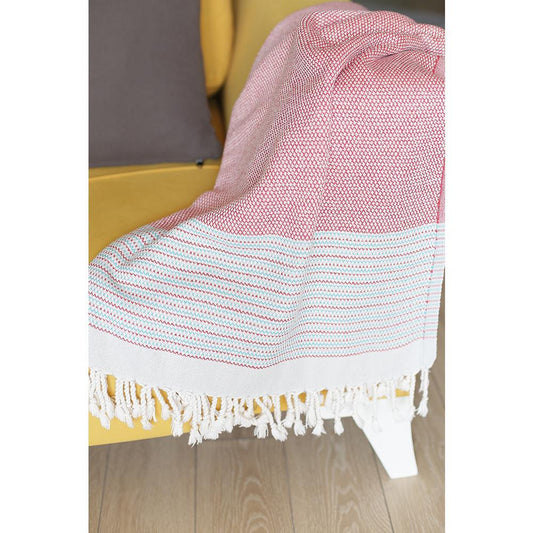 Red and White Checked Turkish Towel or Throw Blanket - AFS