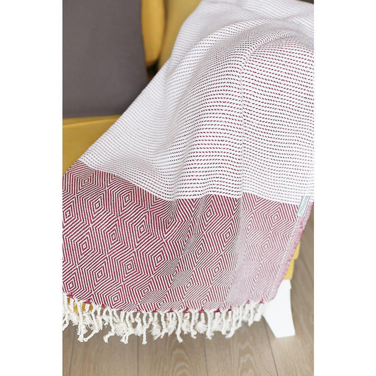 70" Turkish Cotton Handwoven Throw Blankets in Red - AFS