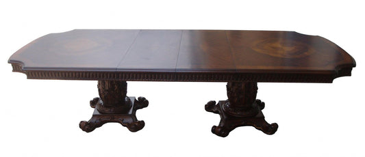 Wooden Top Cherry Dining Table with Wood carving details - AFS