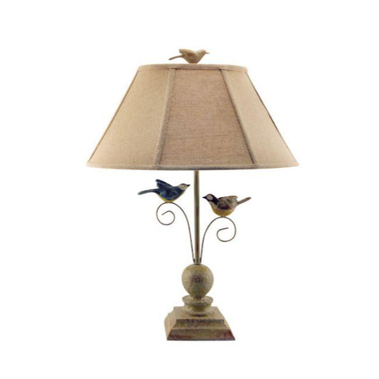 Cheerful Taupe Base Table Lamp with 3D Colorful Birds - AFS