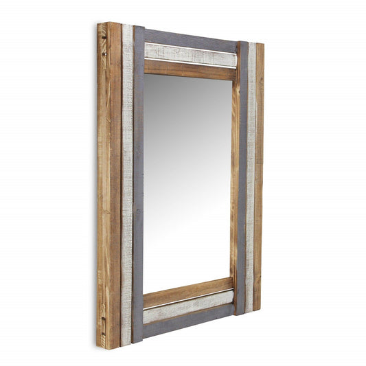 Rectangular Multicolored Wood Framed Mirror - AFS