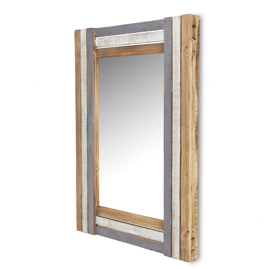 Rectangular Multicolored Wood Framed Mirror - AFS