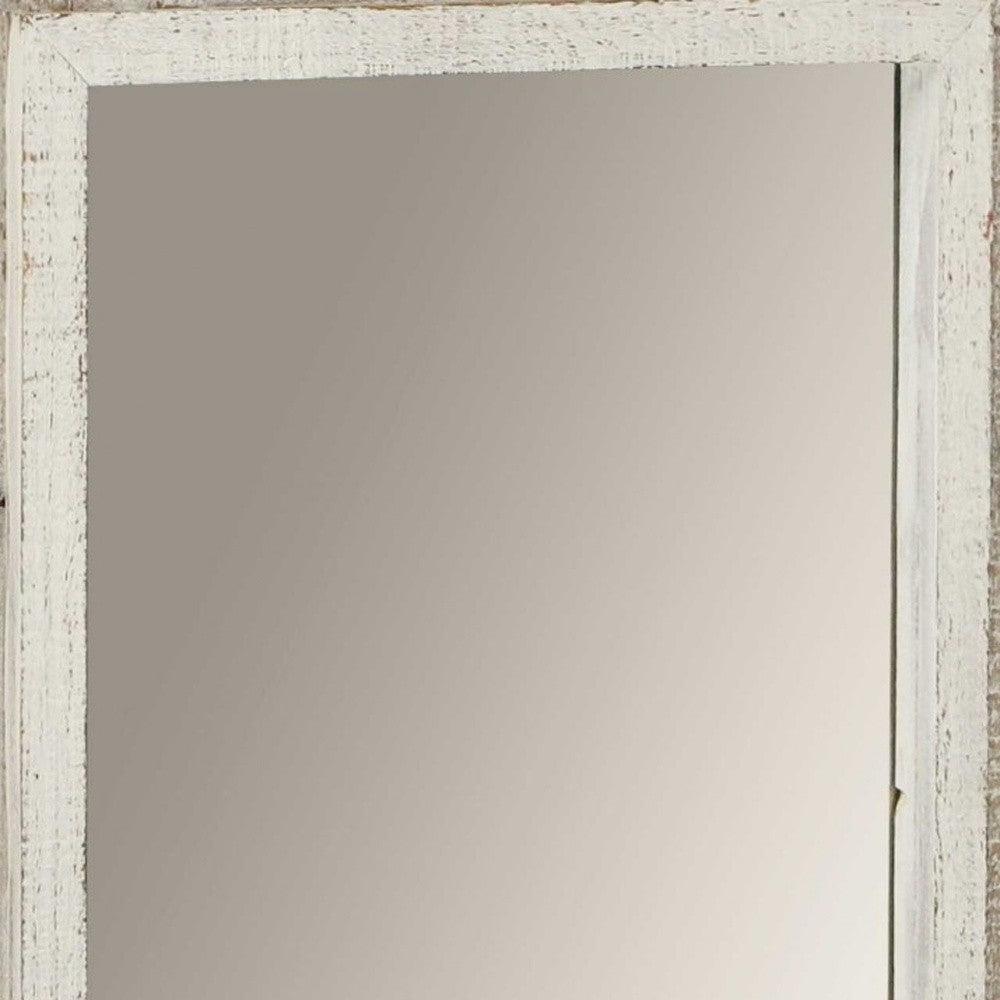 Rectangular Rustic White Wash Finish Wall Mirror - AFS