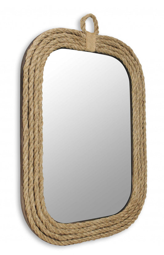 Rustic Rounded Rectangle Rope Braid Wall Mirror - AFS