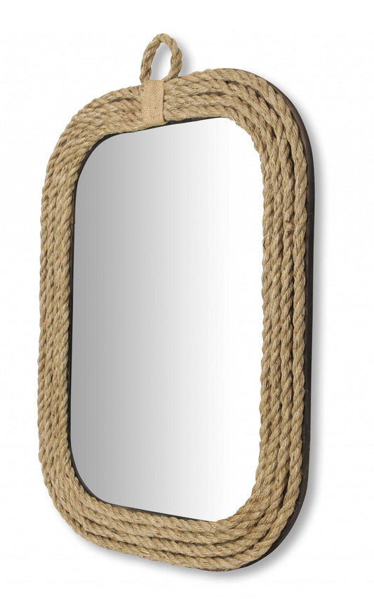 Rustic Rounded Rectangle Rope Braid Wall Mirror - AFS