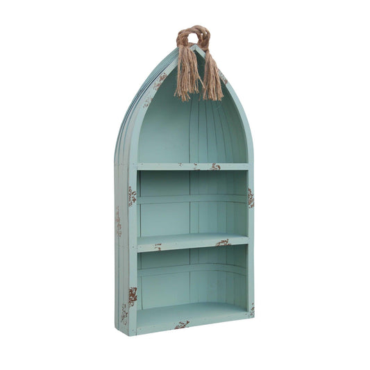 Distressed Blue Canoe Hanging Shelf - AFS