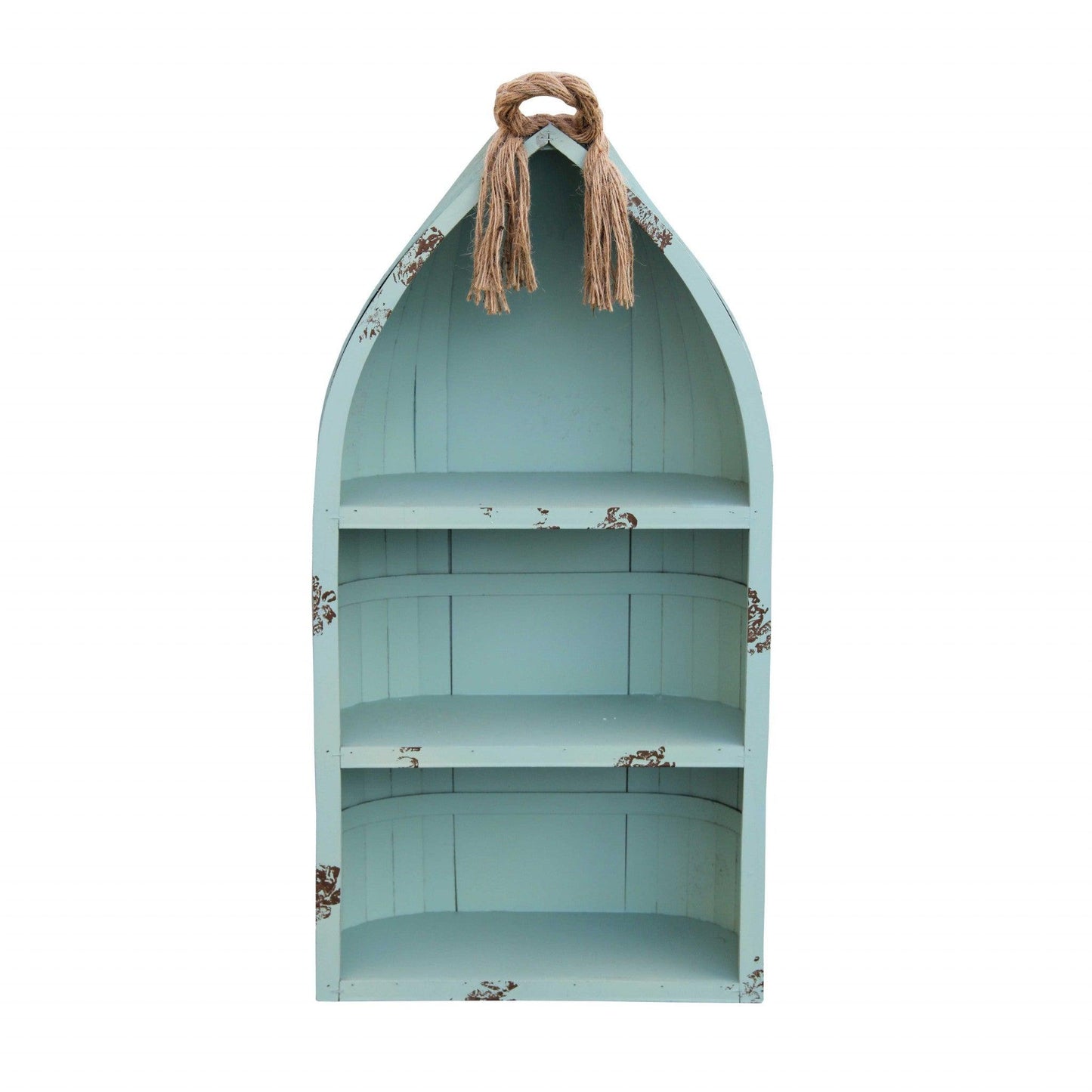 Distressed Blue Canoe Hanging Shelf - AFS