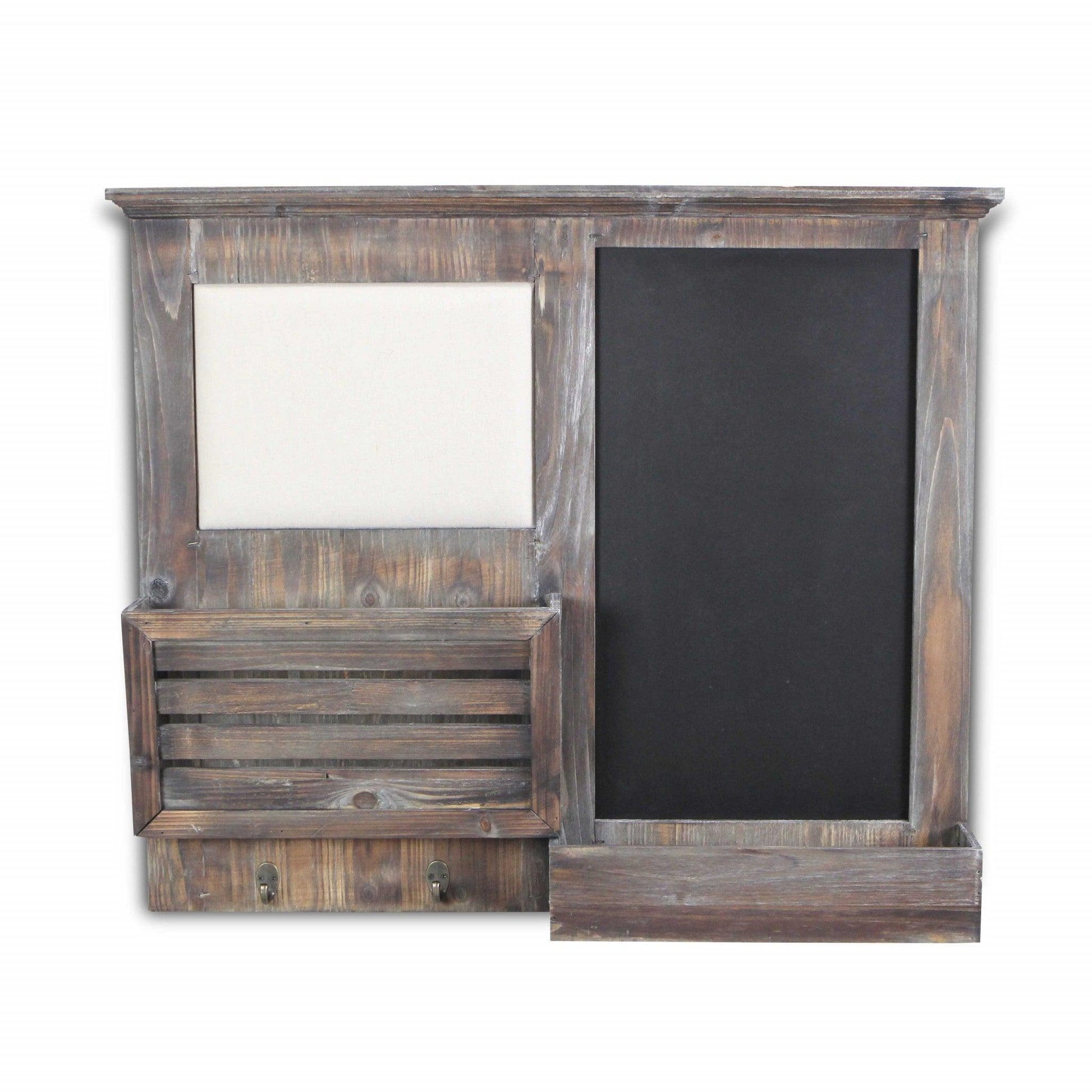 Gray Wooden Wall Chalkboard with Side Storage Basket - AFS