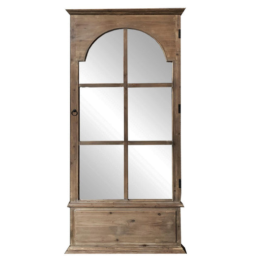 Rectangular Rustic Door Design Leaning Mirror with Door Hinge - AFS