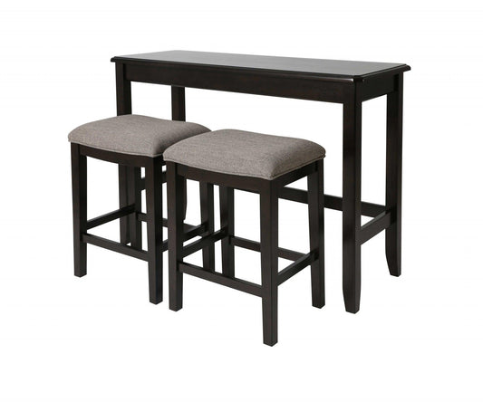 Perfecto Espresso Finish Sofa table with Two Bar Stools - AFS