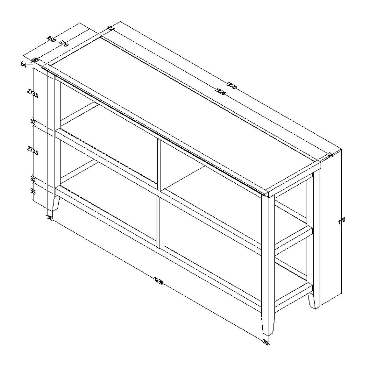 30" Bookcase with 2 Shelves in Walnut - AFS