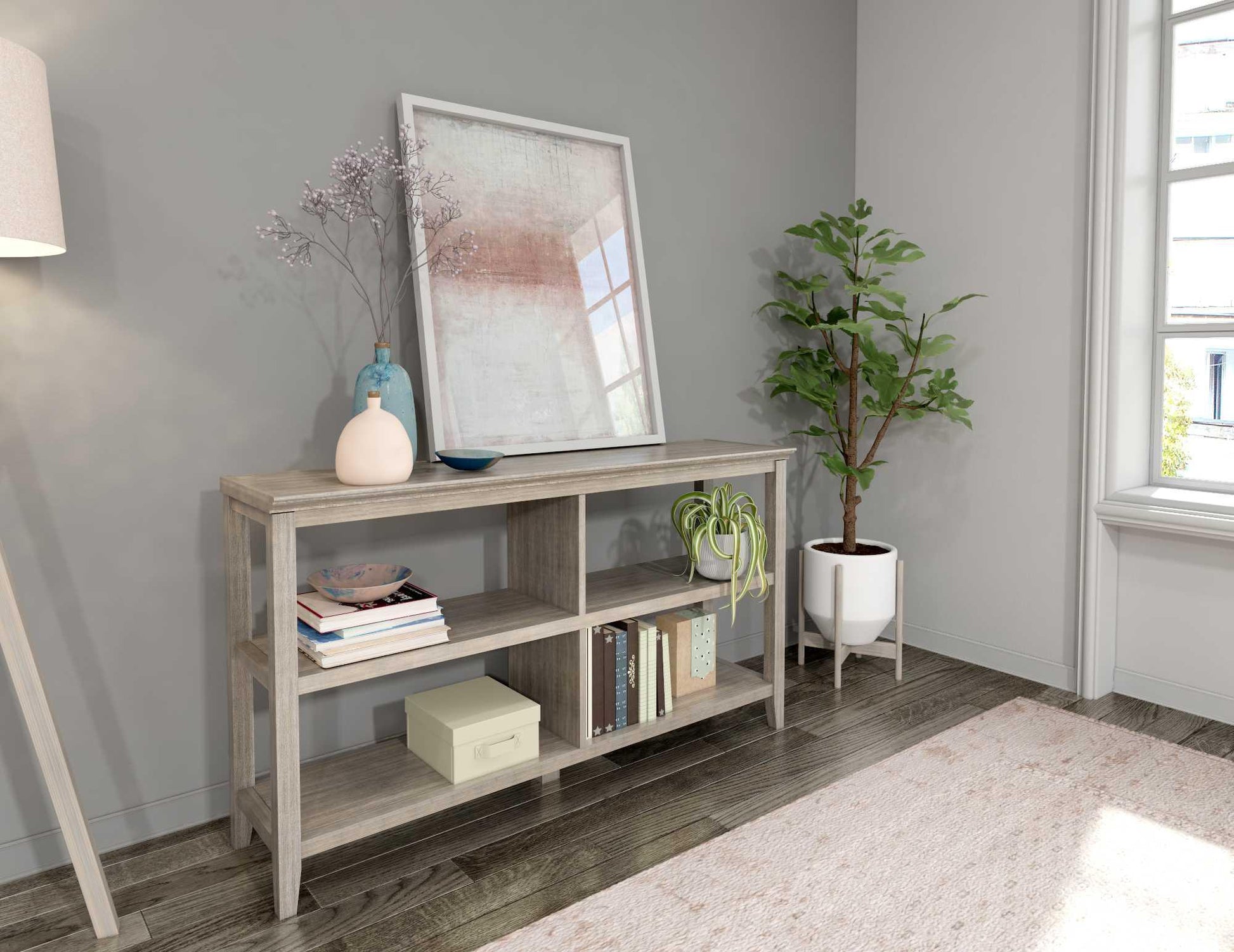 30" Bookcase with 2 Shelves in Washed Grey - AFS