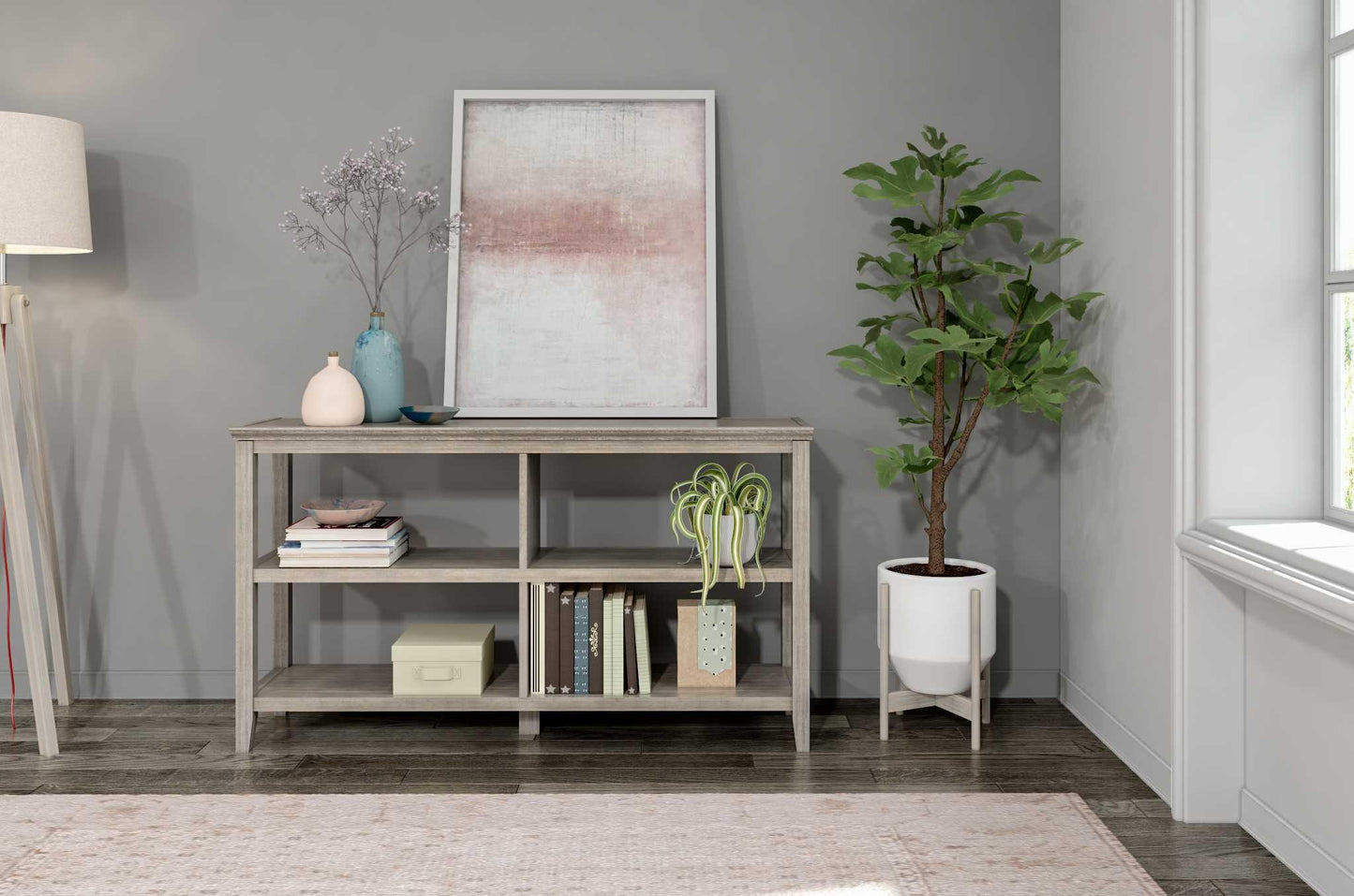 30" Bookcase with 2 Shelves in Washed Grey - AFS