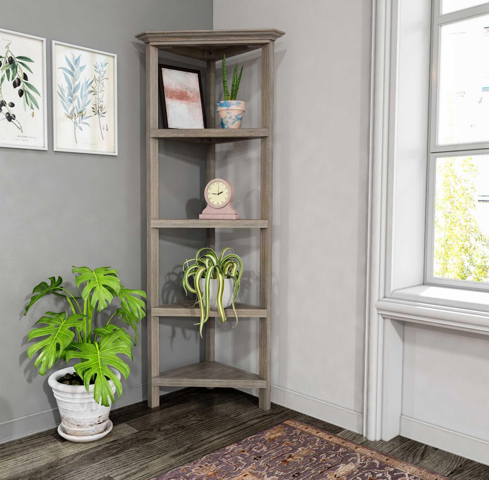 60" Bookcase with 2 Shelves in Washed Grey - AFS