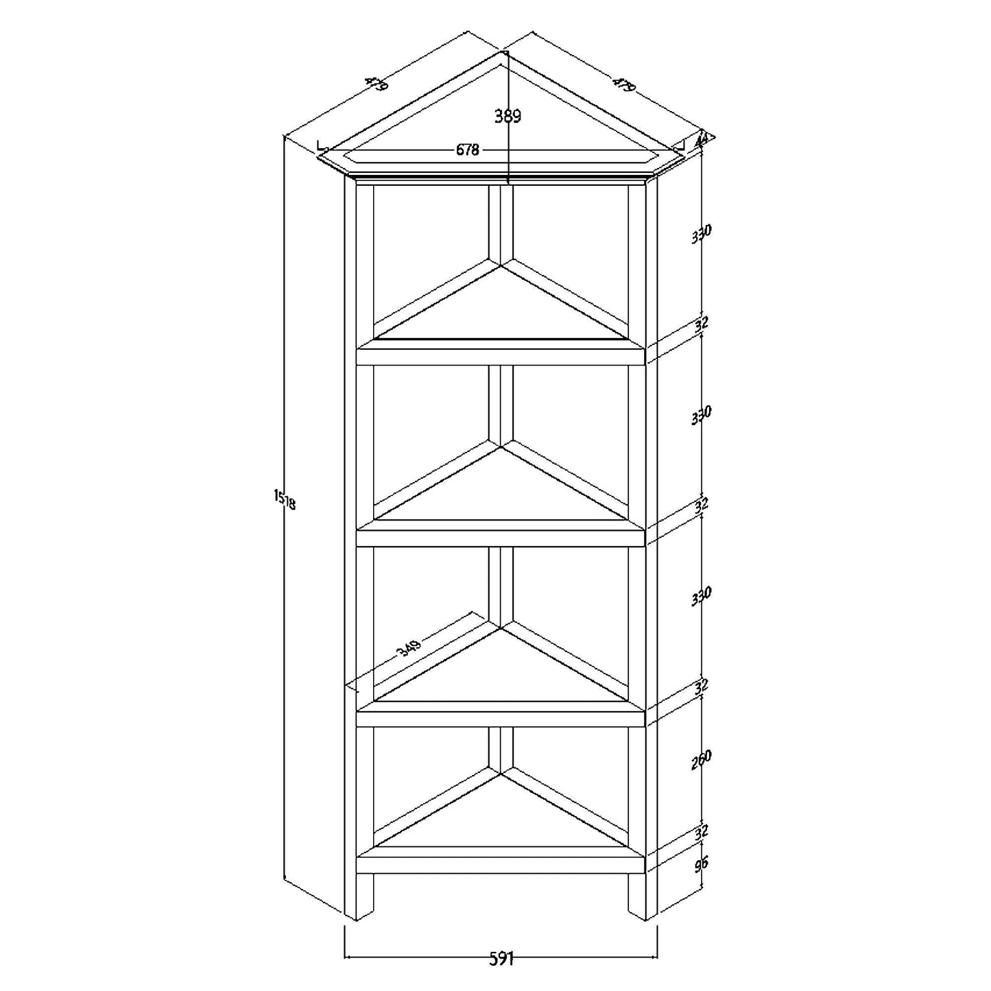 60" Bookcase with 2 Shelves in Washed Grey - AFS