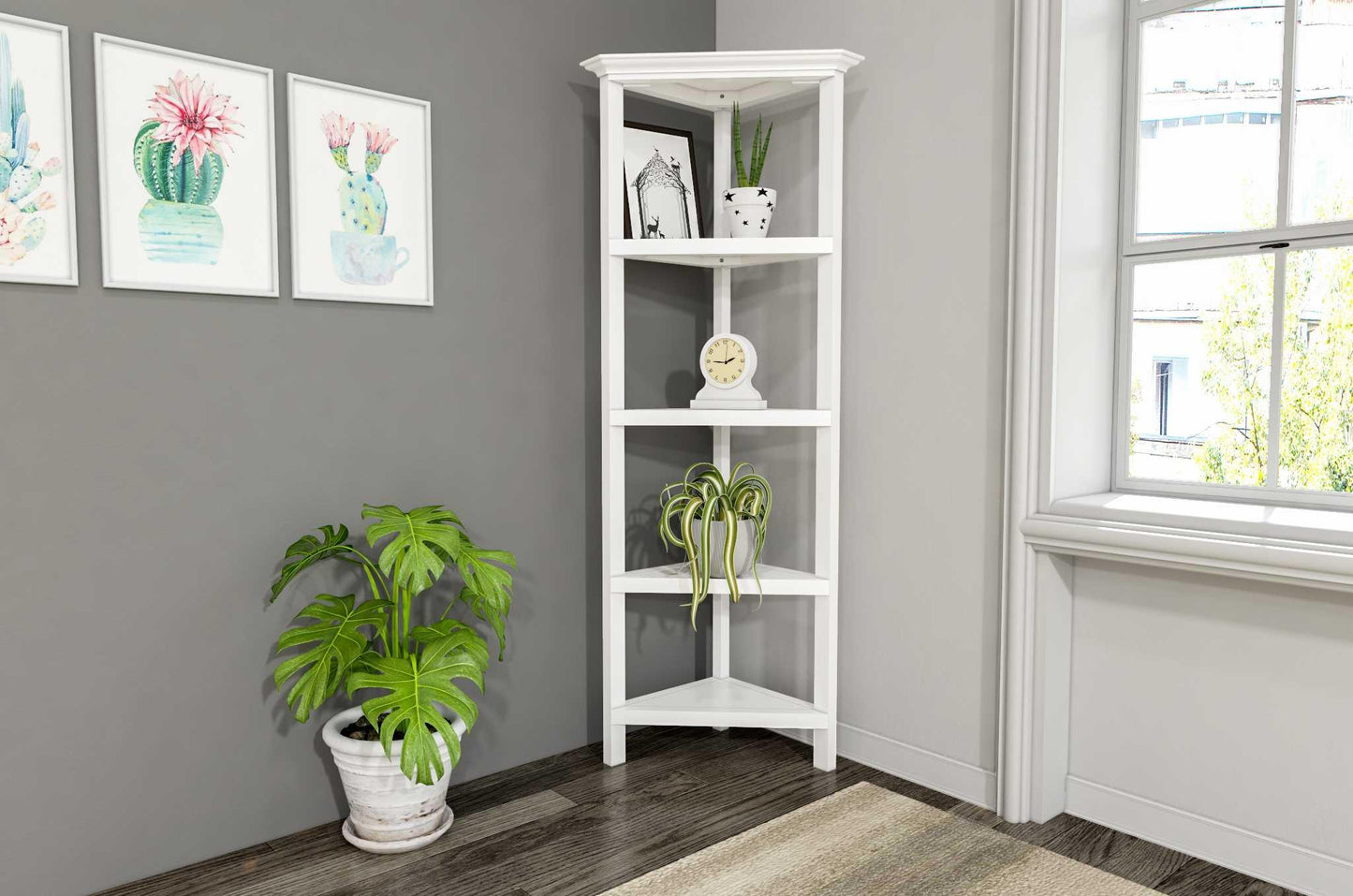 60" Bookcase with 2 Shelves in White - AFS