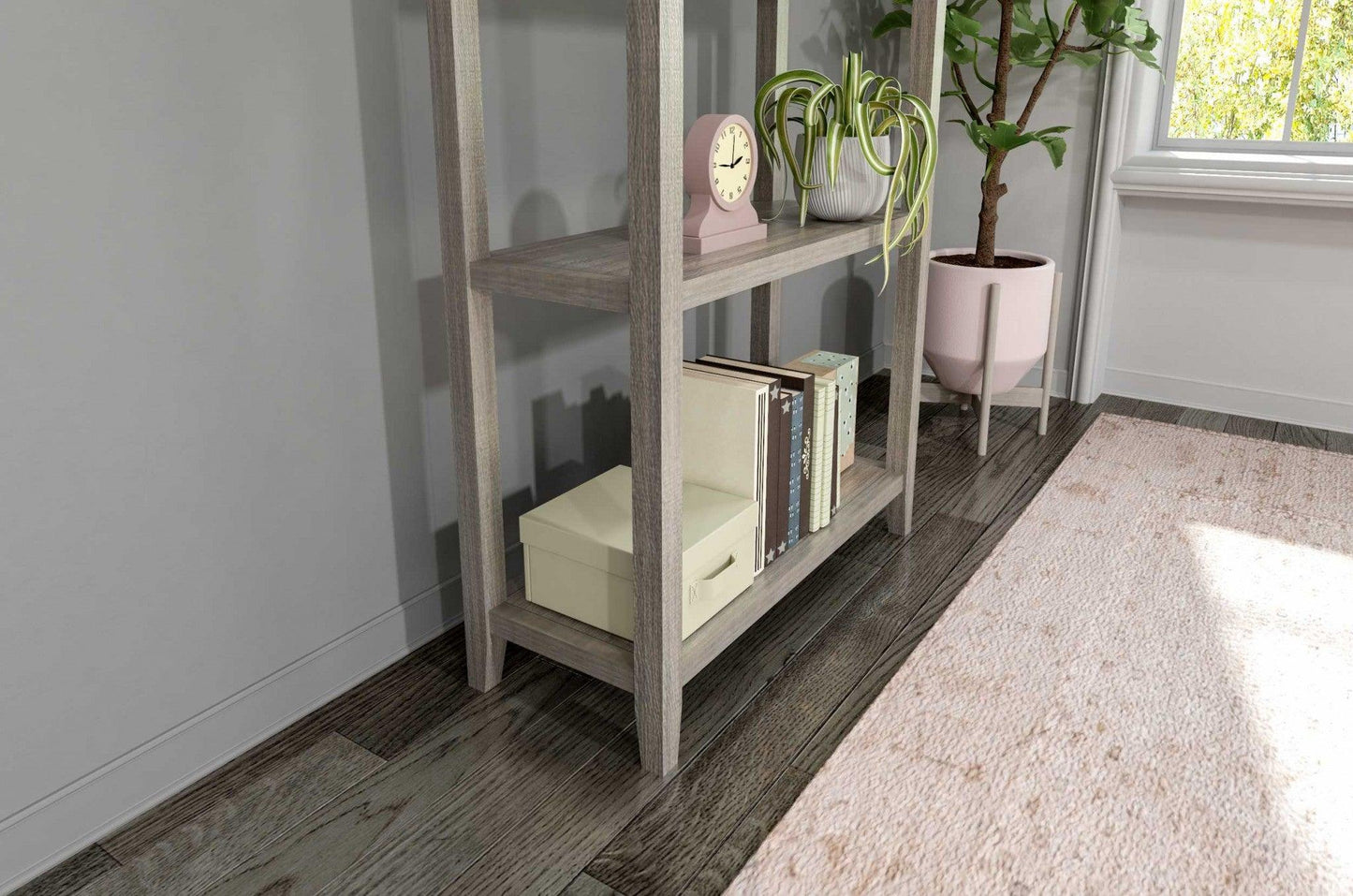 60" Bookcase with 2 Shelves in Washed Grey - AFS