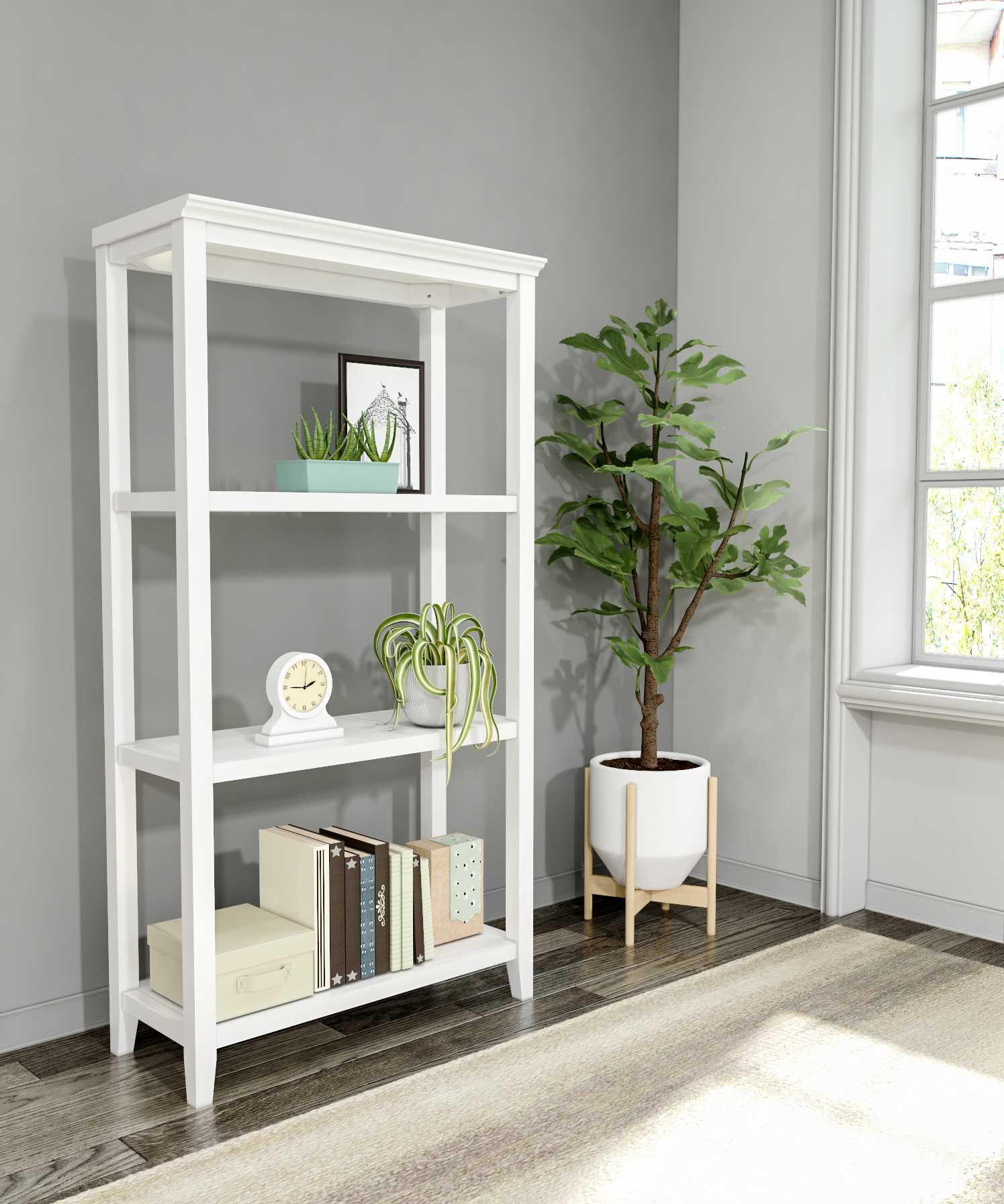 60" Bookcase with 2 Shelves in White - AFS