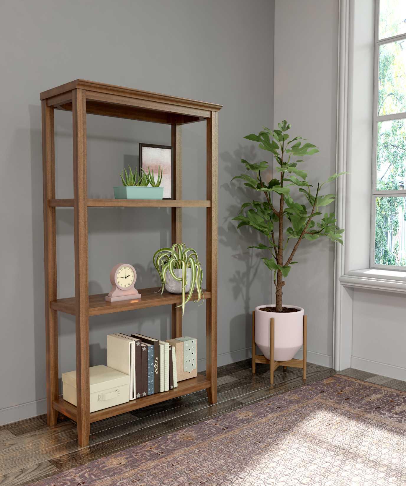 60" Bookcase with 3 Shelves in Walnut - AFS