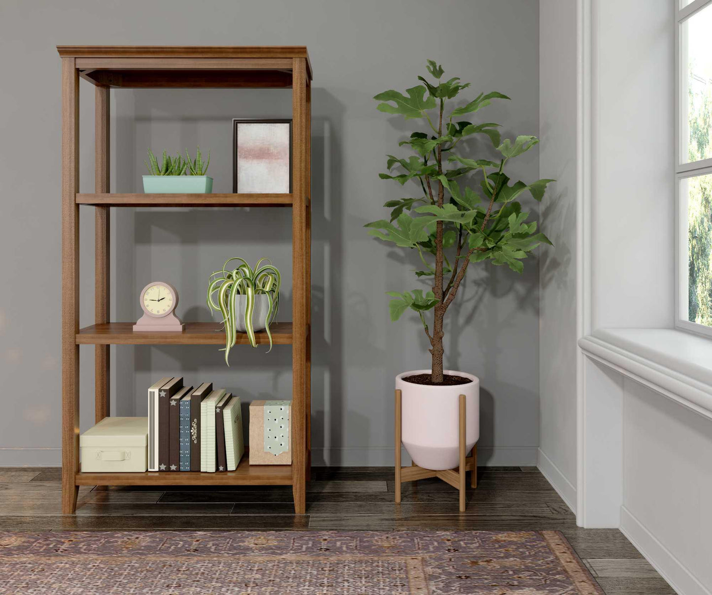 60" Bookcase with 3 Shelves in Walnut - AFS