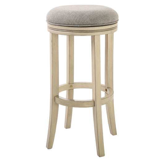 30" Ivory Finished Solid Wood frame in Paradigm Quartz fabric Bar Stool - AFS