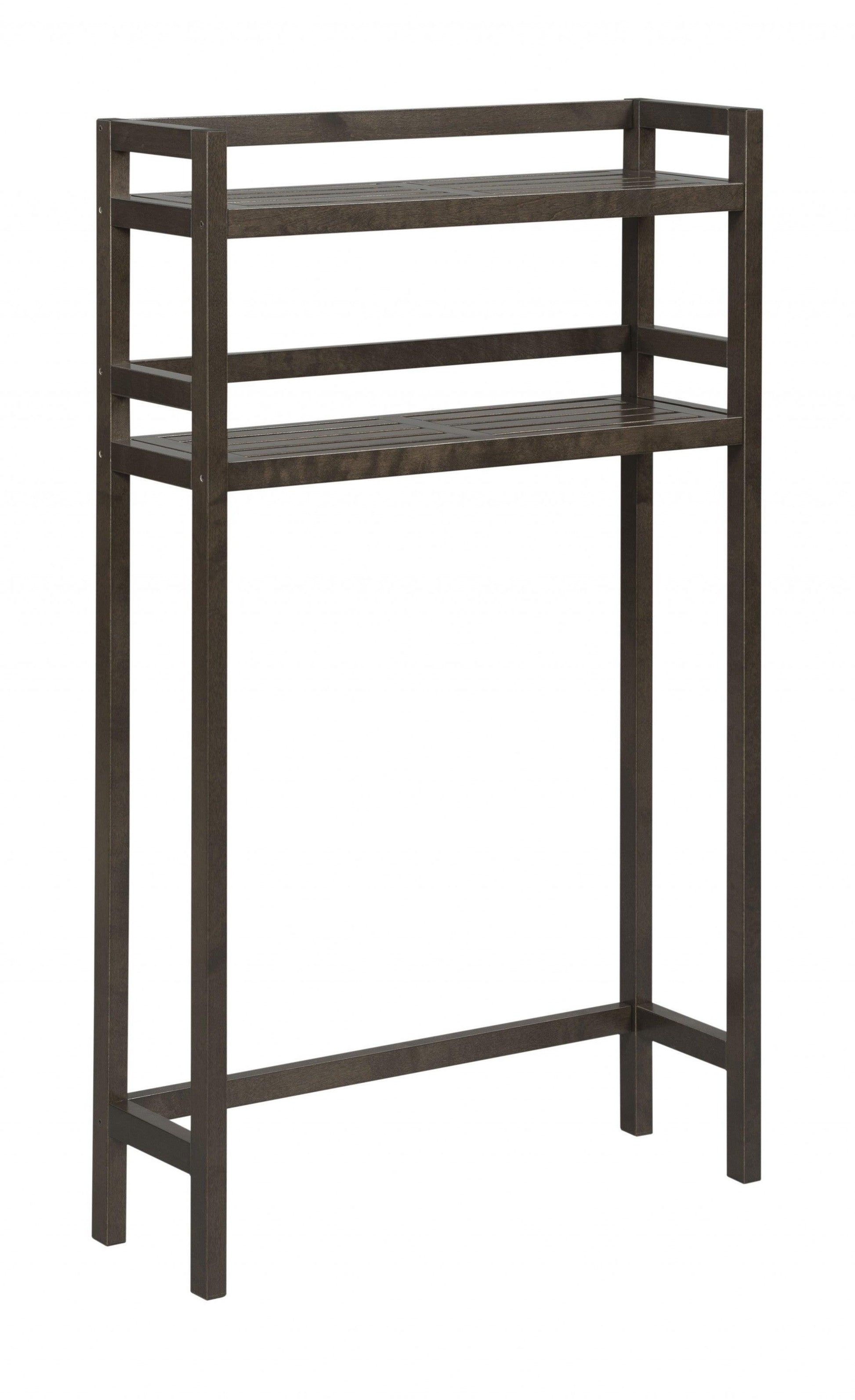 48" Espresso Finish 2 Tier Solid Wood Over Toilet Organizer - AFS