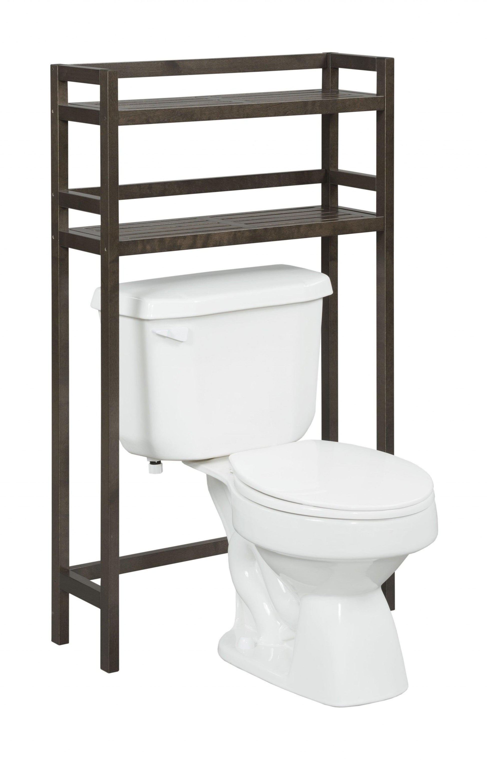 48" Espresso Finish 2 Tier Solid Wood Over Toilet Organizer - AFS