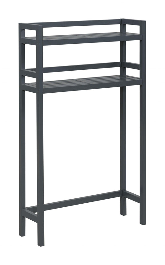 48" Graphite Finish 2 Tier Solid Wood Over Toilet Organizer - AFS