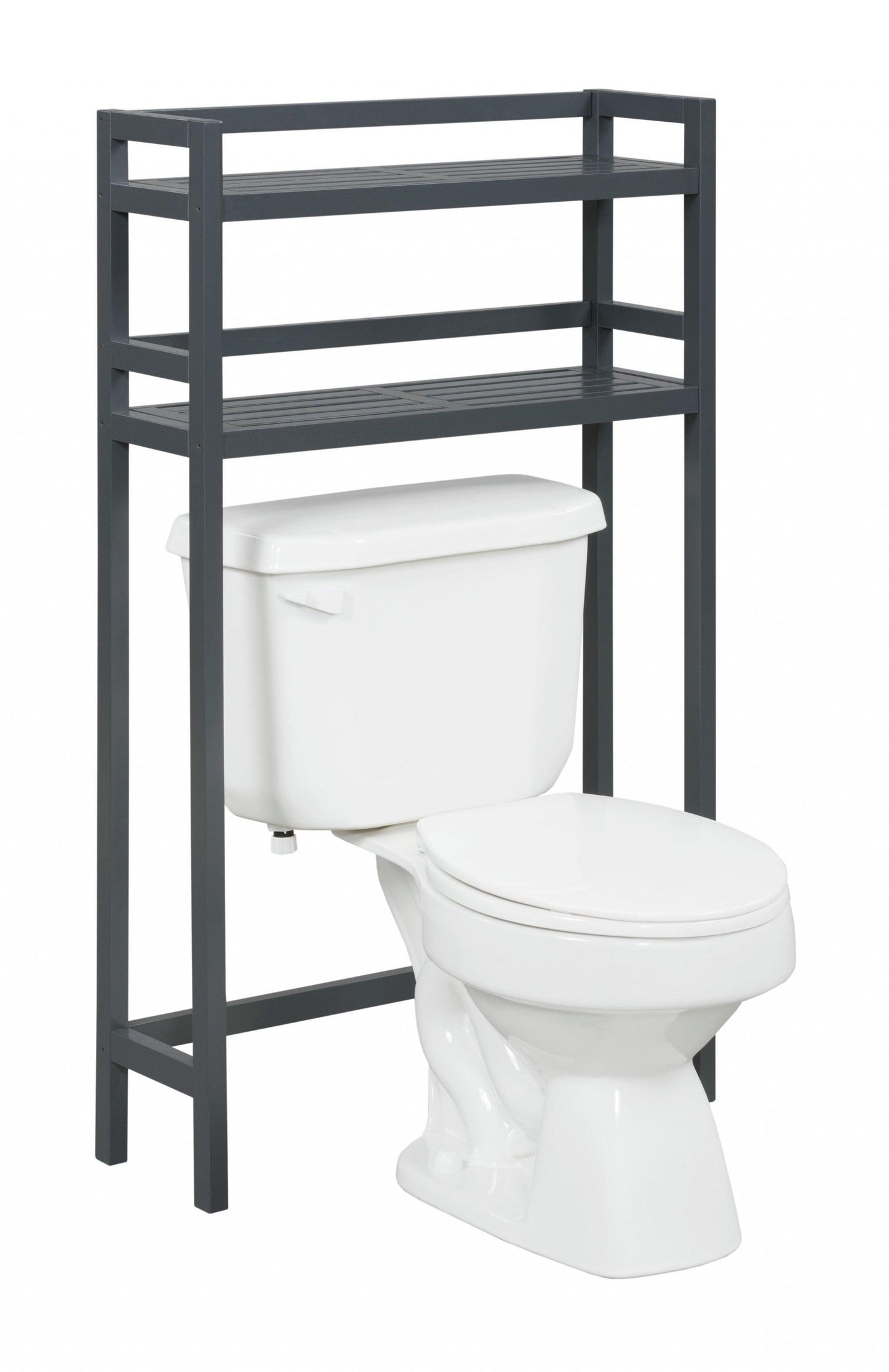 48" Graphite Finish 2 Tier Solid Wood Over Toilet Organizer - AFS