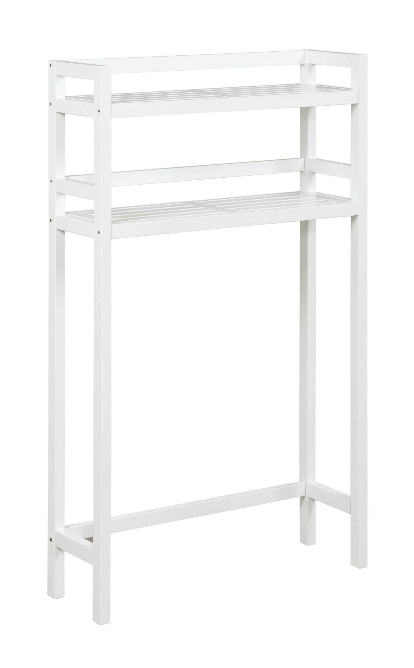 48" White Finish 2 Tier Solid Wood Over Toilet Organizer - AFS