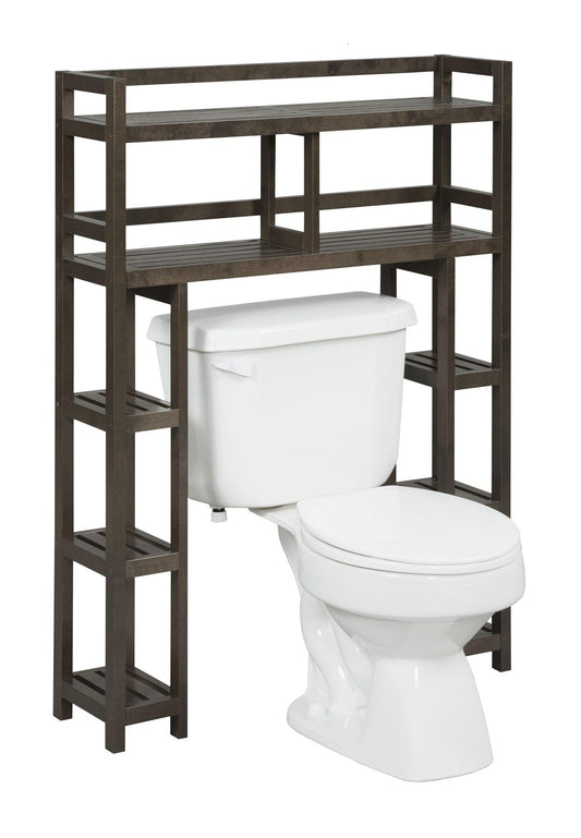 Espresso Finish 2 Tier Solid Wood Over Toilet Organizer - AFS