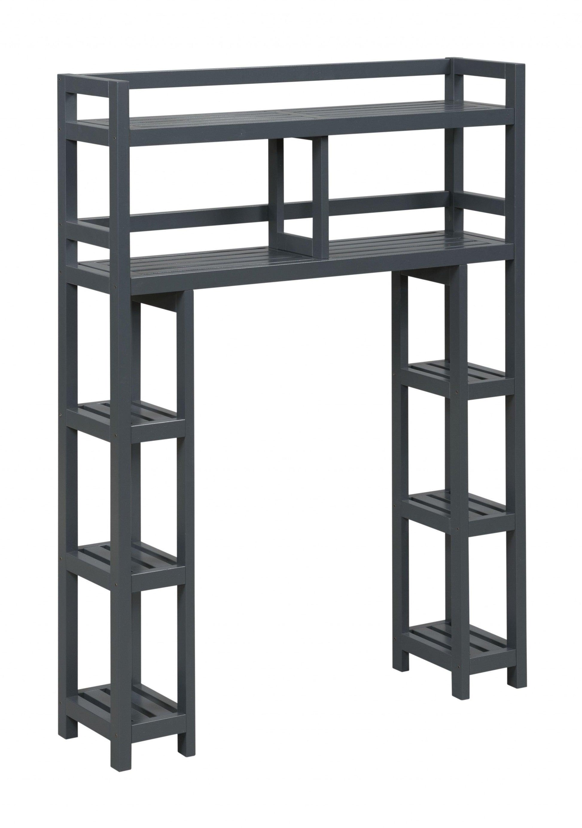 Graphite Finish 2 Tier Solid Wood Over Toilet Organizer - AFS