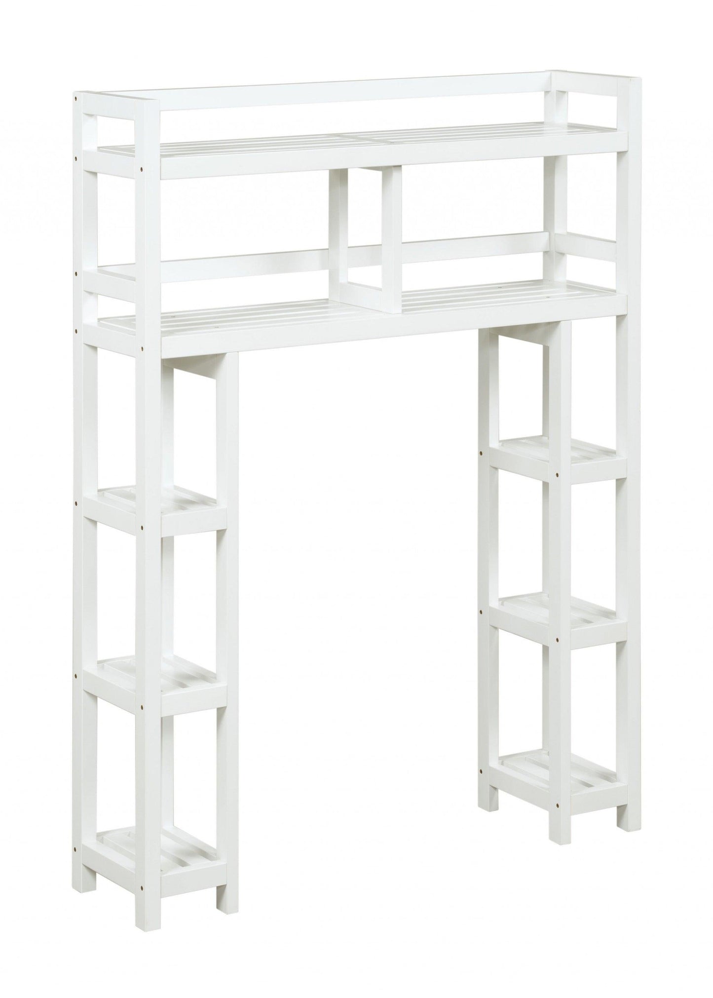 White Finish 2 Tier Solid Wood Over Toilet Organizer - AFS