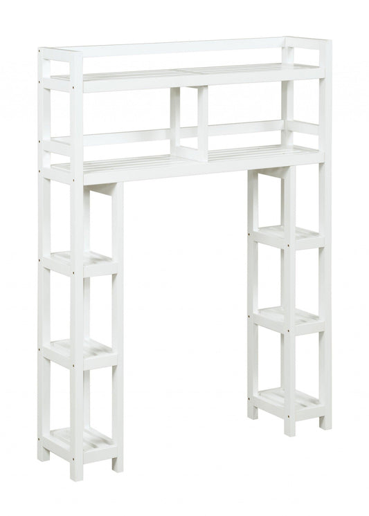 White Finish 2 Tier Solid Wood Over Toilet Organizer - AFS