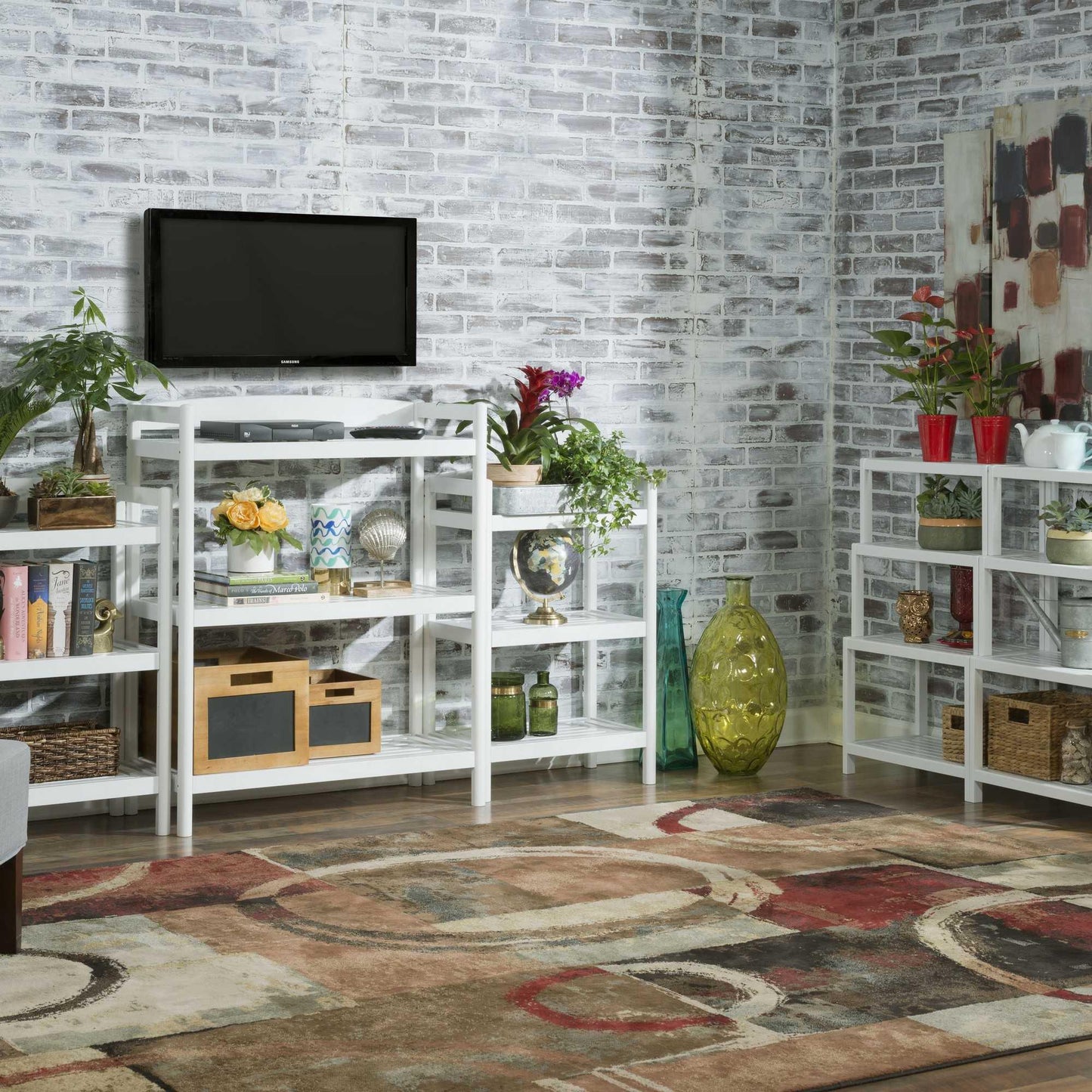 37" Bookcase with 4 Shelves in White - AFS