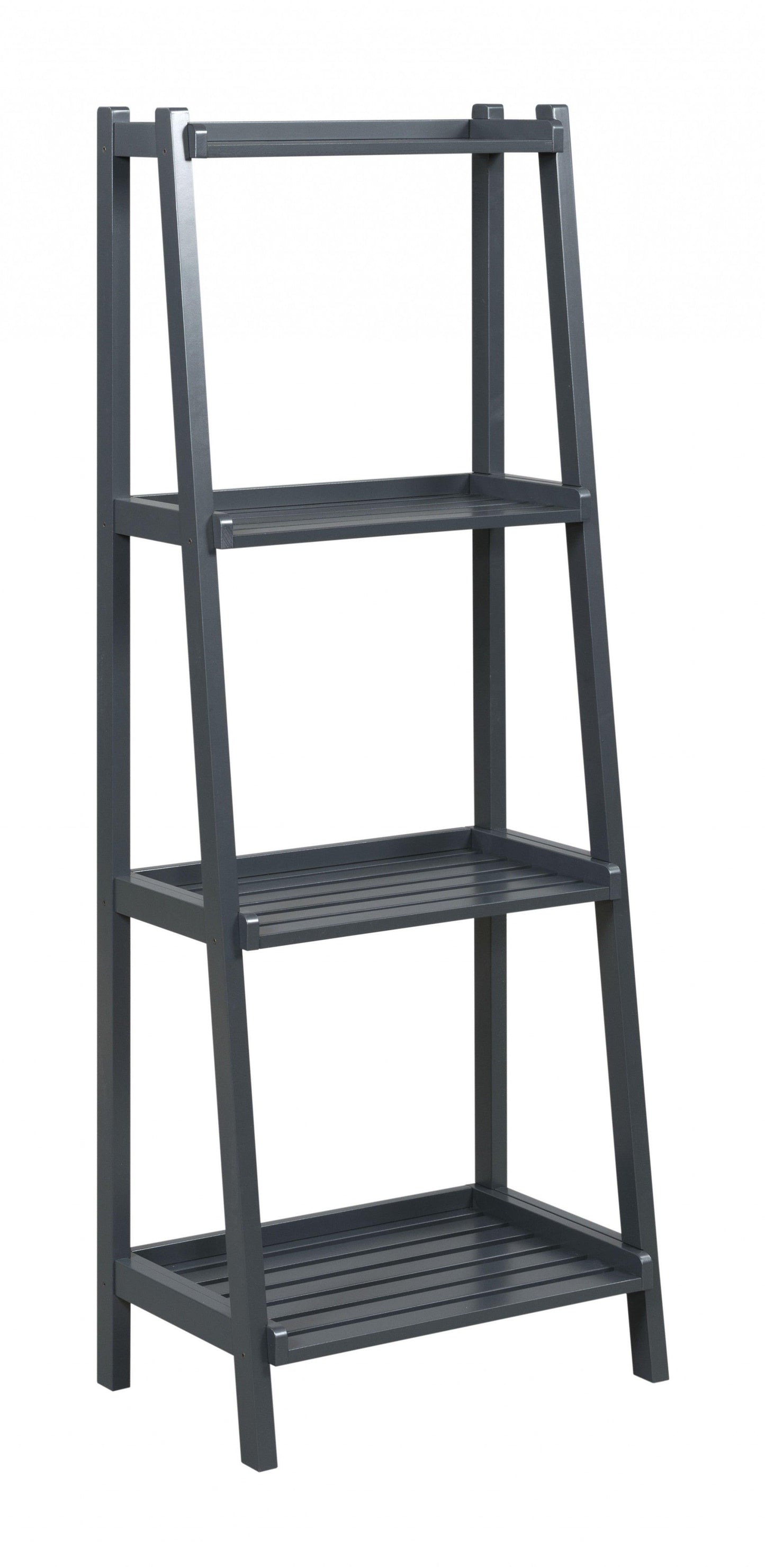 60" Leaning Ladder Bookshelf with 4 Shelves in Graphite - AFS