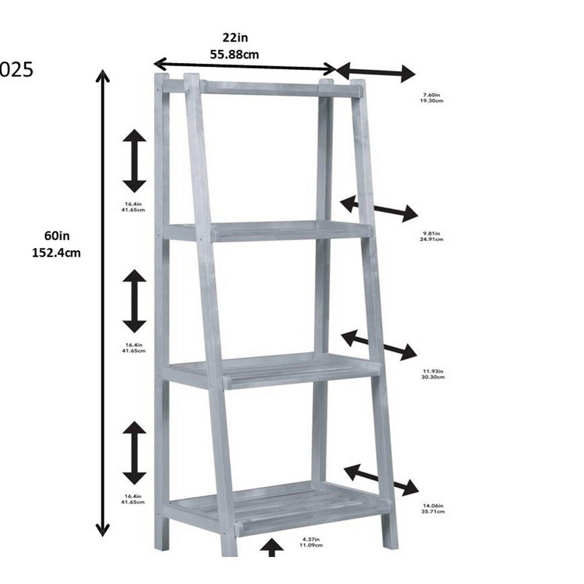 60" Leaning Ladder Bookshelf with 4 Shelves in Graphite - AFS