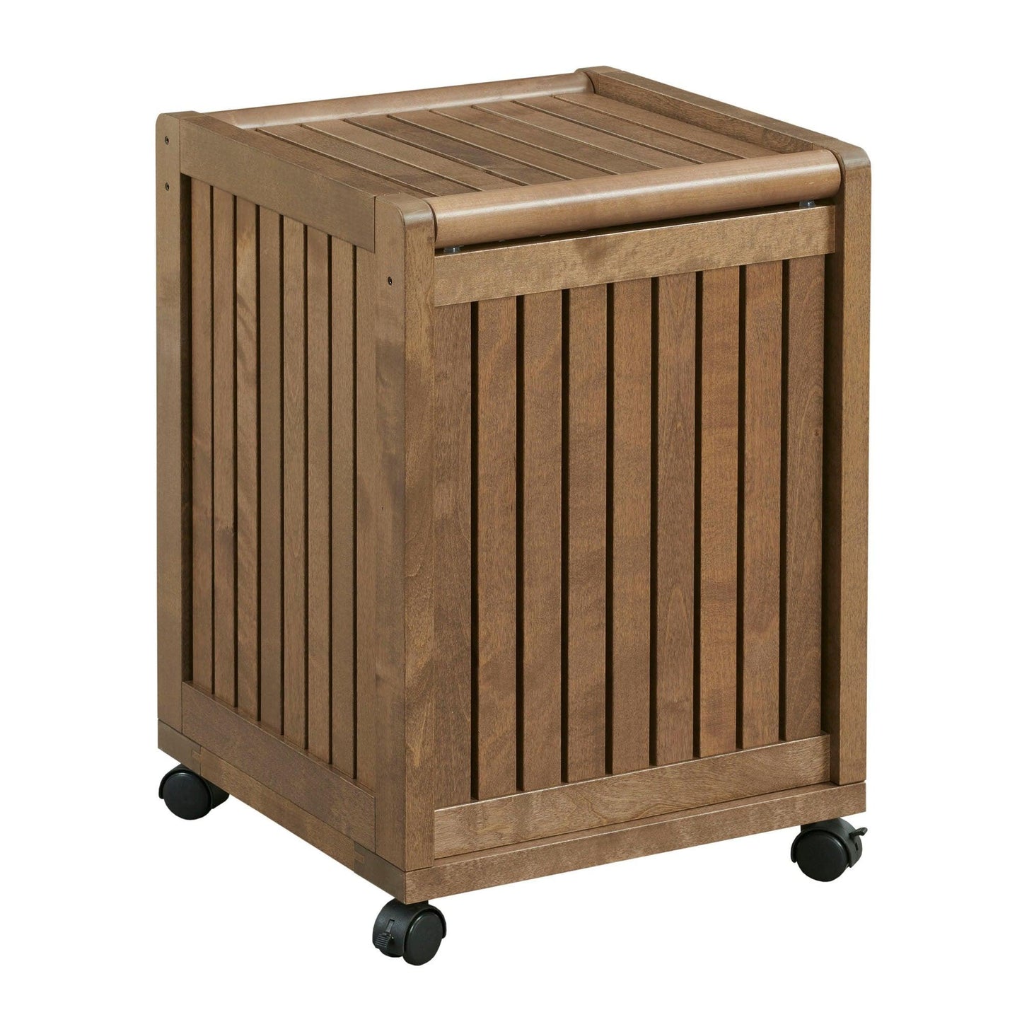 Chestnut Solid Wood Rolling Laundry Hamper with Lid - AFS