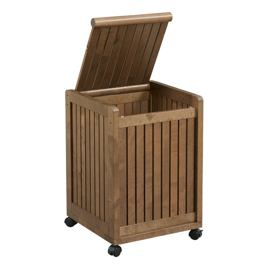 Chestnut Solid Wood Rolling Laundry Hamper with Lid - AFS