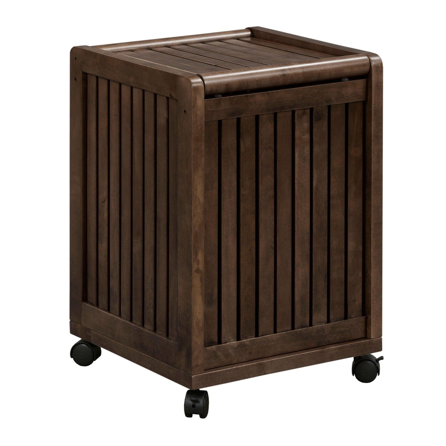 Espresso Solid Wood Rolling Laundry Hamper with Lid - AFS