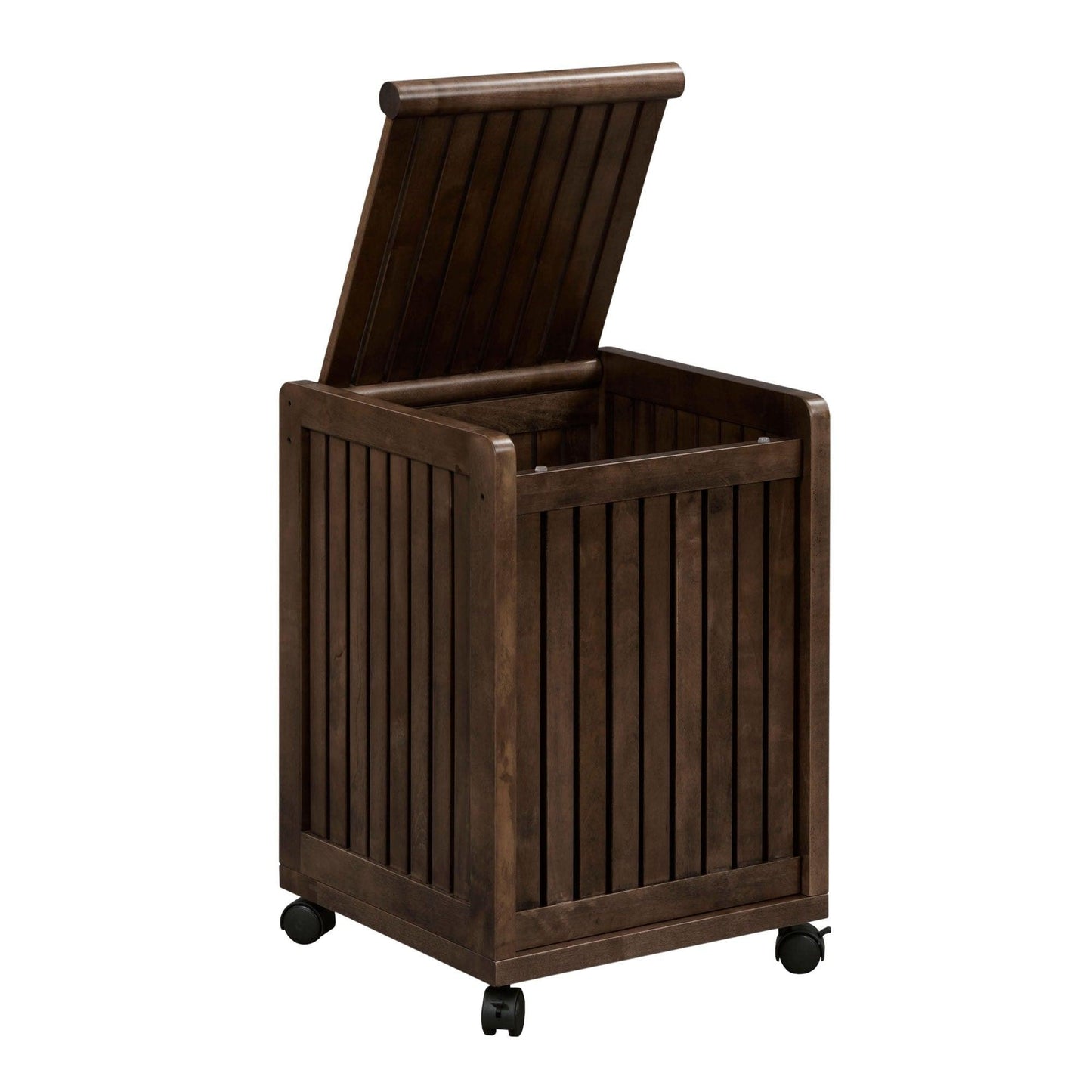 Espresso Solid Wood Rolling Laundry Hamper with Lid - AFS